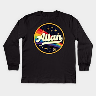 Allan // Rainbow In Space Vintage Style Kids Long Sleeve T-Shirt